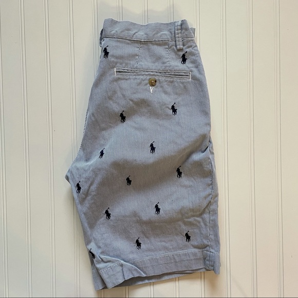 POLO Ralph Lauren  Seersucker  “All Over” Polo Pony Flat Front Shorts!   30 - Picture 4 of 10